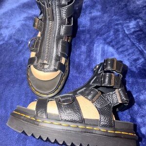 Dr. Martens Black Sandals with Tan Sole